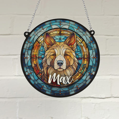 Akita Personalised Stained Glass Effect Suncatcher